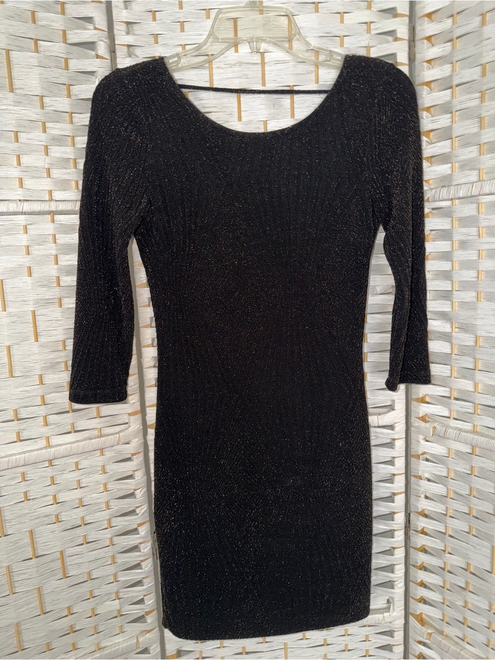 Altar'd State Black Metallic Scoop Neck Mini Dress